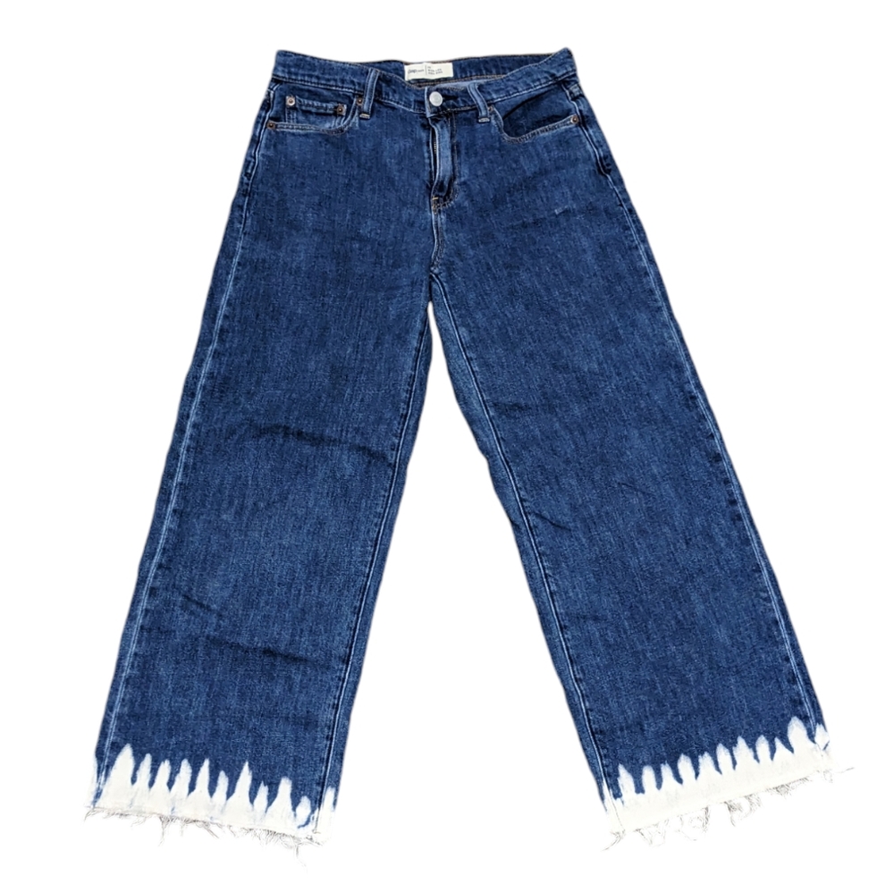 Gap Wide Leg High Rise Raw Hem Jeans 26 1969 boho